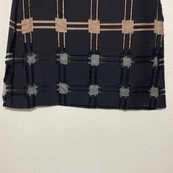 Tibi Black Tan Checkered A-Line Skirt Cotton Silk Blend Size 2 - Picture 4 of 9